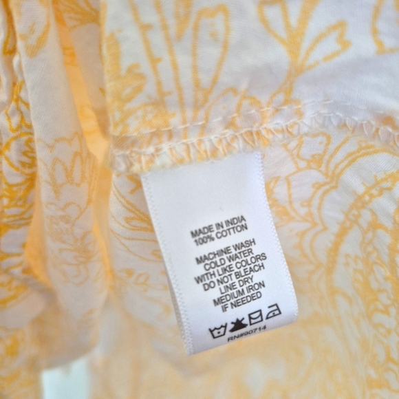 🍁1.State Yellow & White Paisley Puff Sleeve Smocked Dress – Size Small - Picture 4 of 5